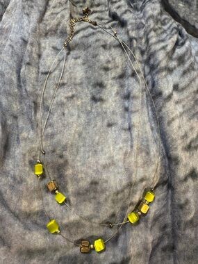 Delicate Multi-Strand Women's Necklace with Lime Glass Beads